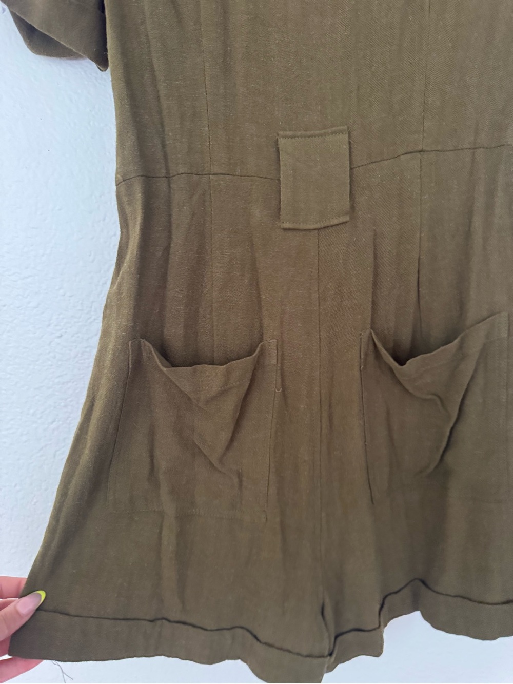 Forever 21 Olive Utility Short-Sleeve Romper with Tie Waist - Picture 7 of 13